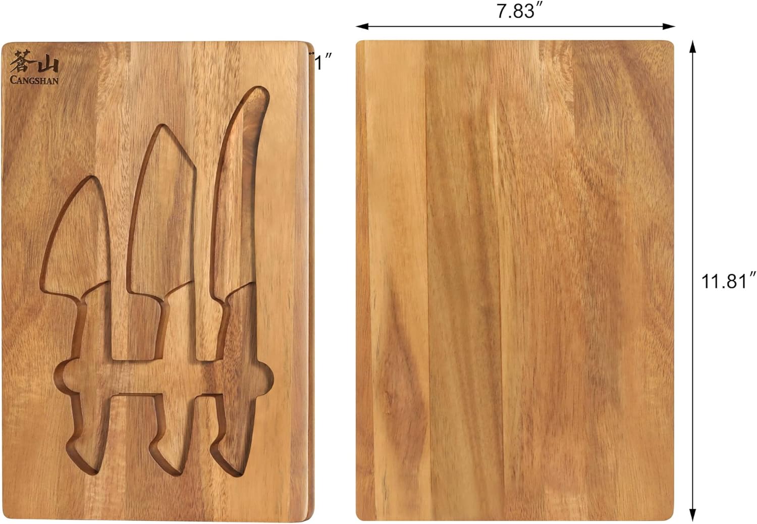 Cangshan 1027327 3-Piece Olive Wood Cheese Knife Set with Acacia Cheese Board