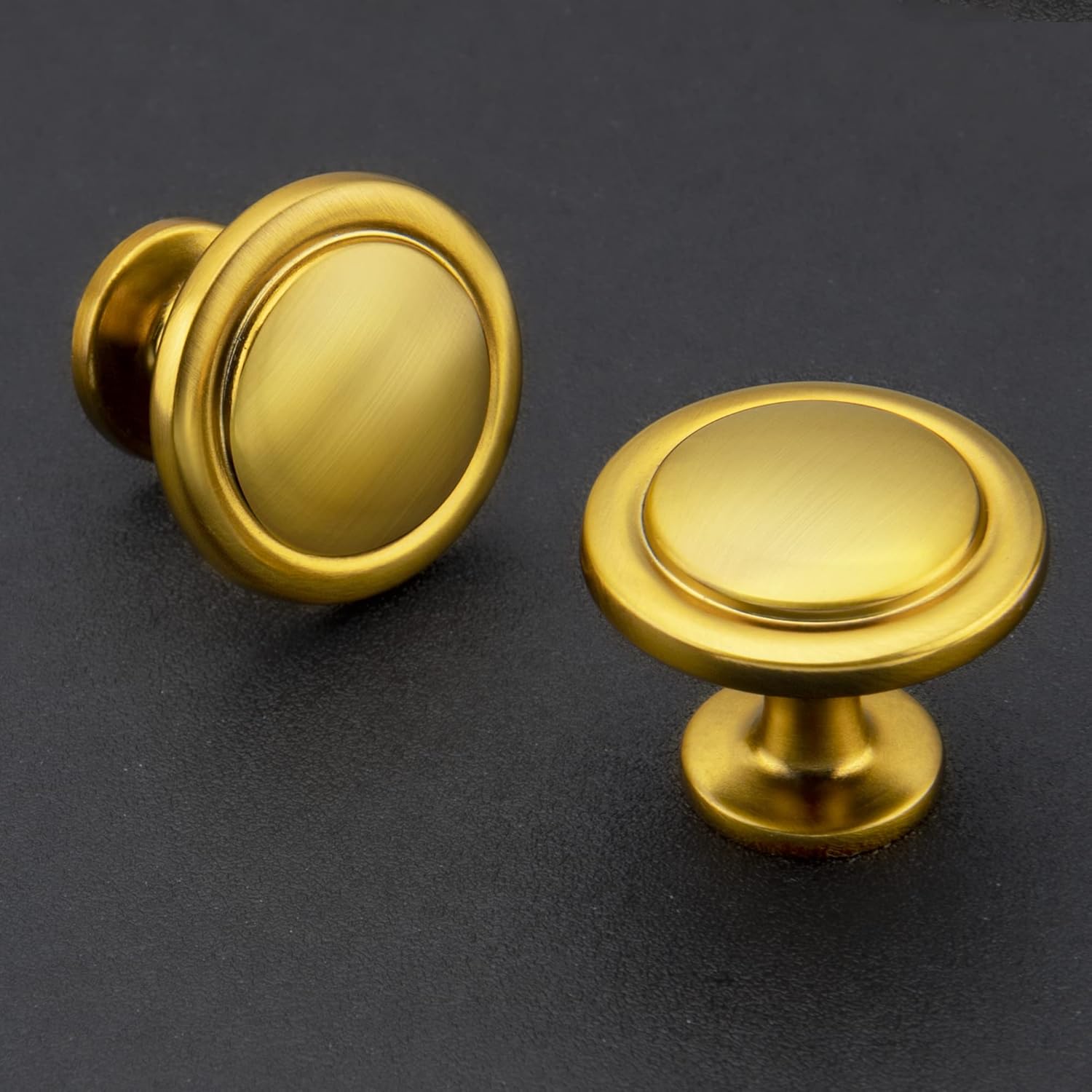 Ravinte 15 Pack 1-1/4 Inch Kitchen Cabinet Knobs Brushed Brass Zinc Pulls Door Handles for Dresser Drawers - Open Box