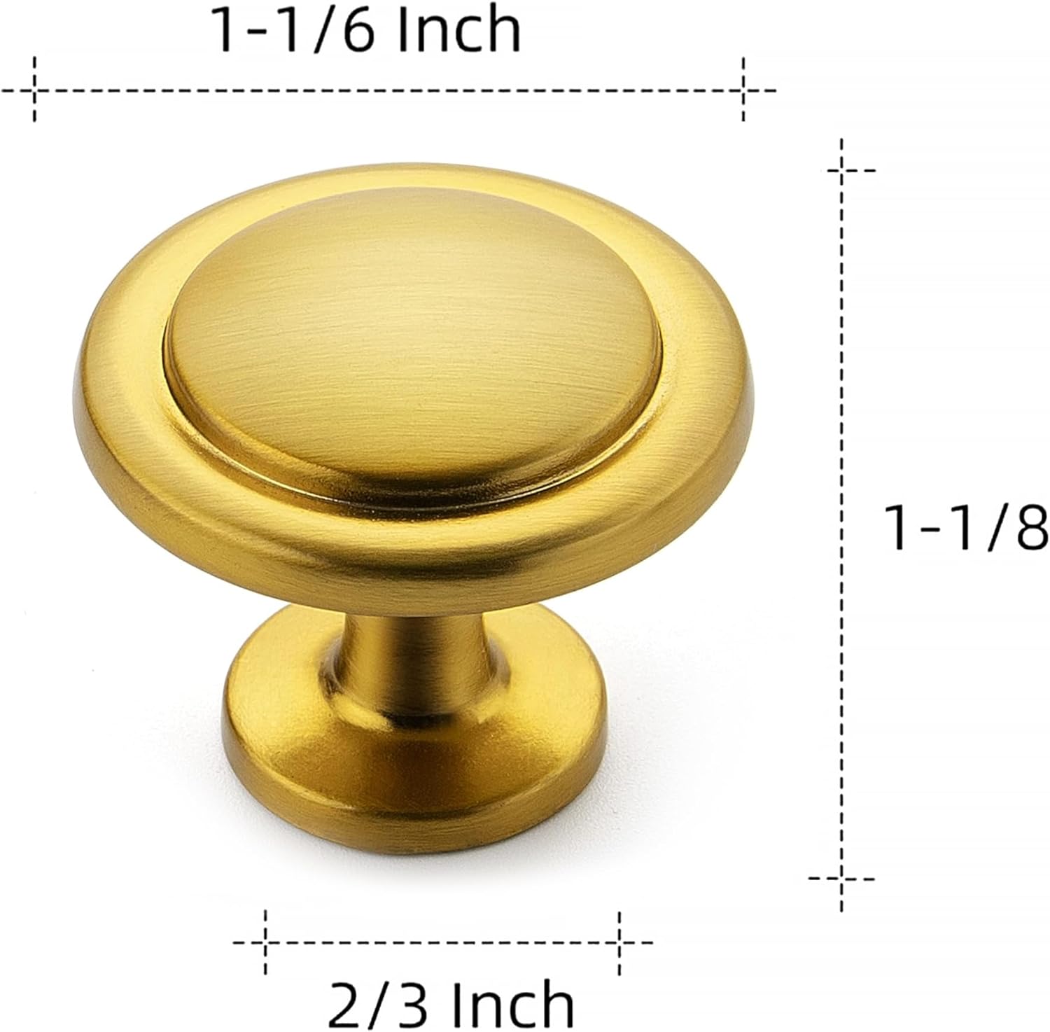 Ravinte 15 Pack 1-1/4 Inch Kitchen Cabinet Knobs Brushed Brass Zinc Pulls Door Handles for Dresser Drawers - Open Box