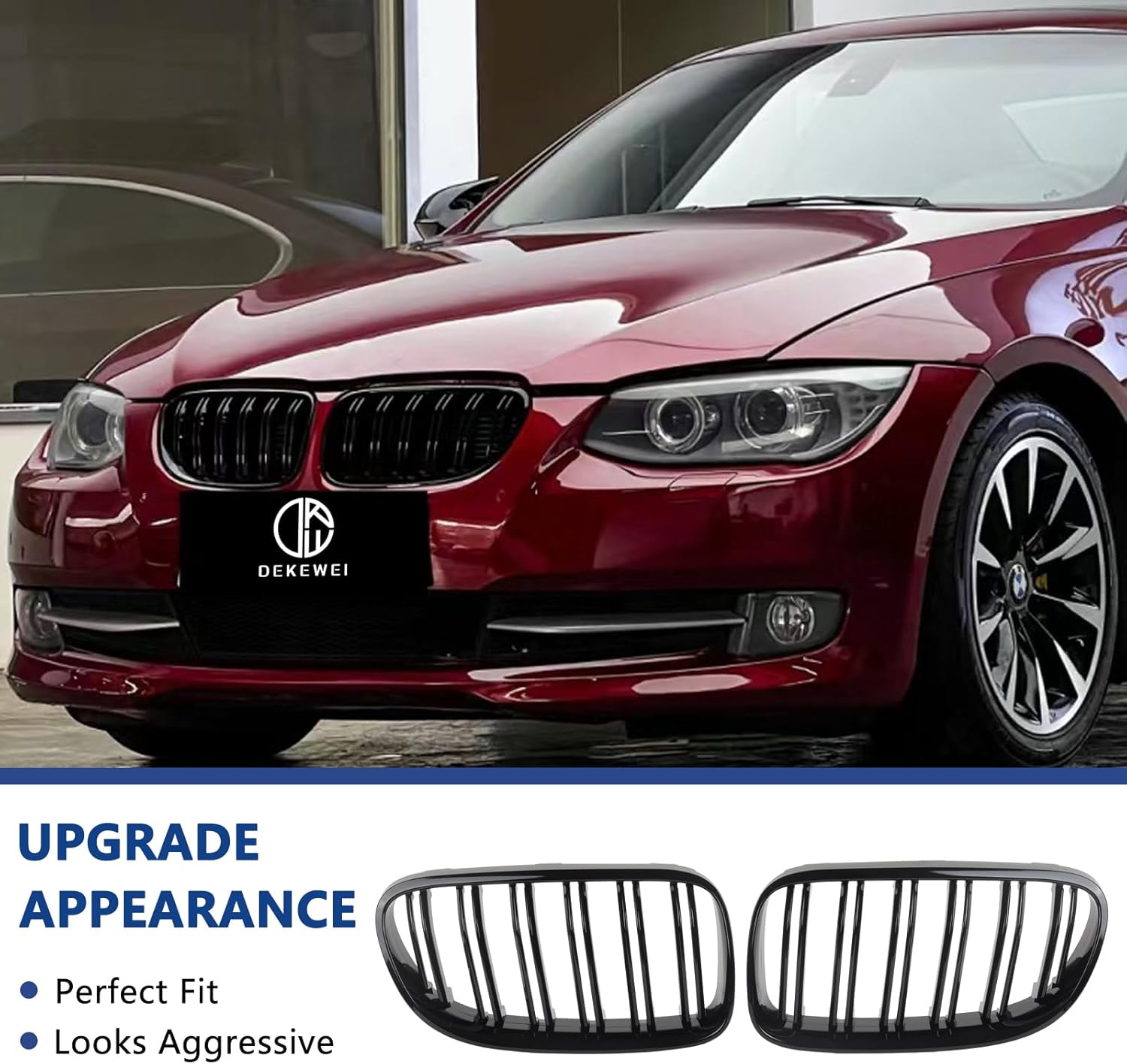 E92 Grille, Black Kidney Grill Compatible with BMW 3 Series 2010-2013 E92 E93 LCI Coupe (Not For M3) - Open Box