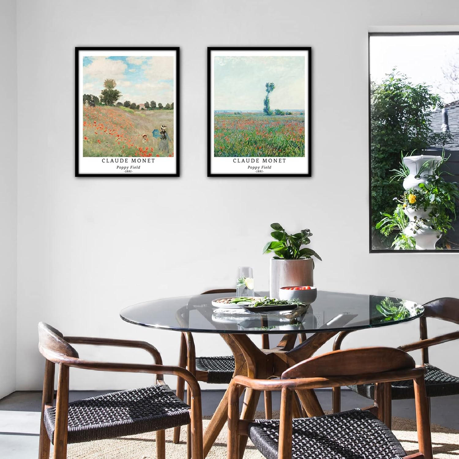 Berkin Arts Wall Art Unframed Prints Giclee Art Paper Set of 4, 8x10 inch Landscape Artwork, Office Decoration Elegant Spring Scenery Tree Minimalist Cloud Fashion Poppy Field Claude Monet Paintings - Open Box