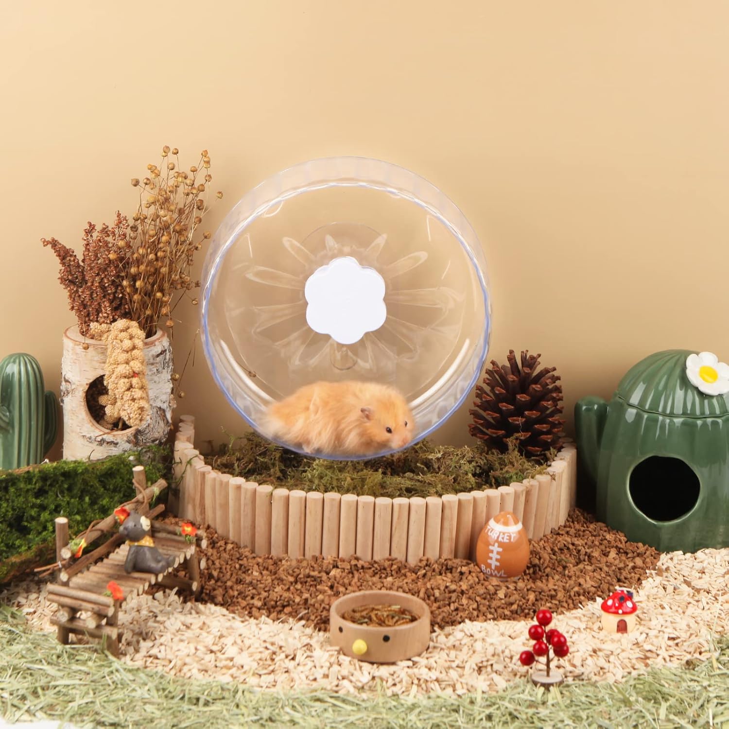 Bucatstate Hamster Exercise Wheel Super-Silent with Adjustable Base Dual-Bearing Cage Accessories Quiet Spinning Running Wheel for Dwarf Syrian Hamster Gerbils and Other Small Animals - Open Box