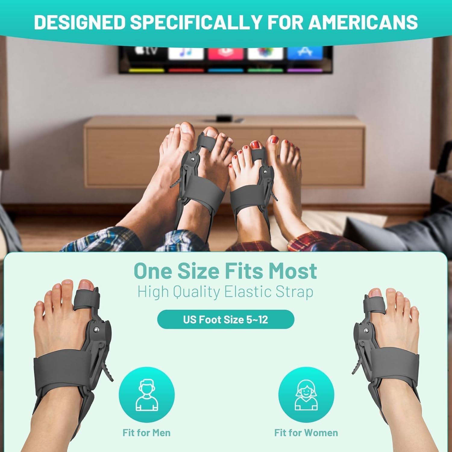 Bunion Corrector for Women and Men Big Toe,Upgraded Press-Button Bunions Correction,Toe Straightener with Bunion Relief,Suitable for Left and Right Feet,Large,Black 1Pack - Open Box