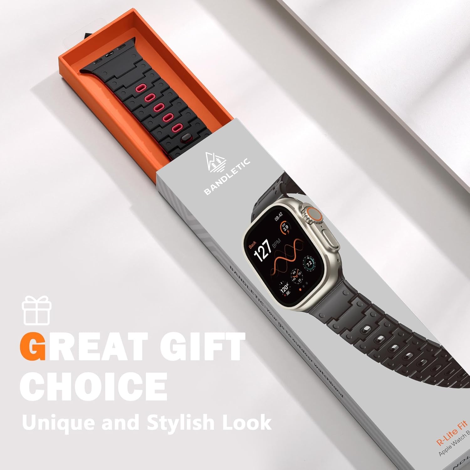 Magnetic Silicone Watch Band Compatible with Apple Watch Series 10 Band 46mm for Men 49mm/45mm/44mm/42mm(3/2/1), Rugged Soft Silicone Sport Watchband for iWatch SE2/SE/9/8/7/6/5/4, Black/Red - Open Box