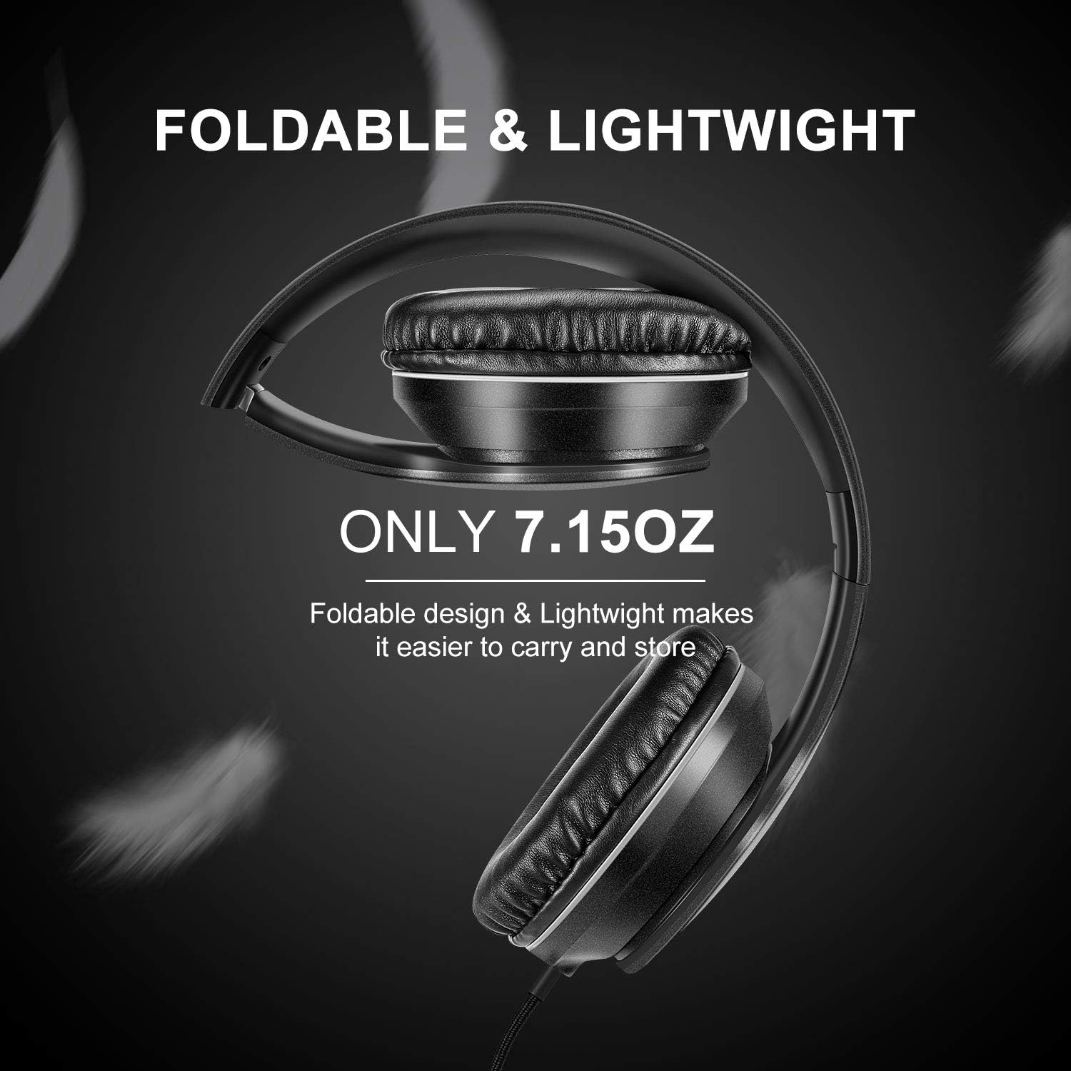 LORELEI X6 Over-Ear Wired Stereo Bass Headphones with Microphone, Space Black - Open Box