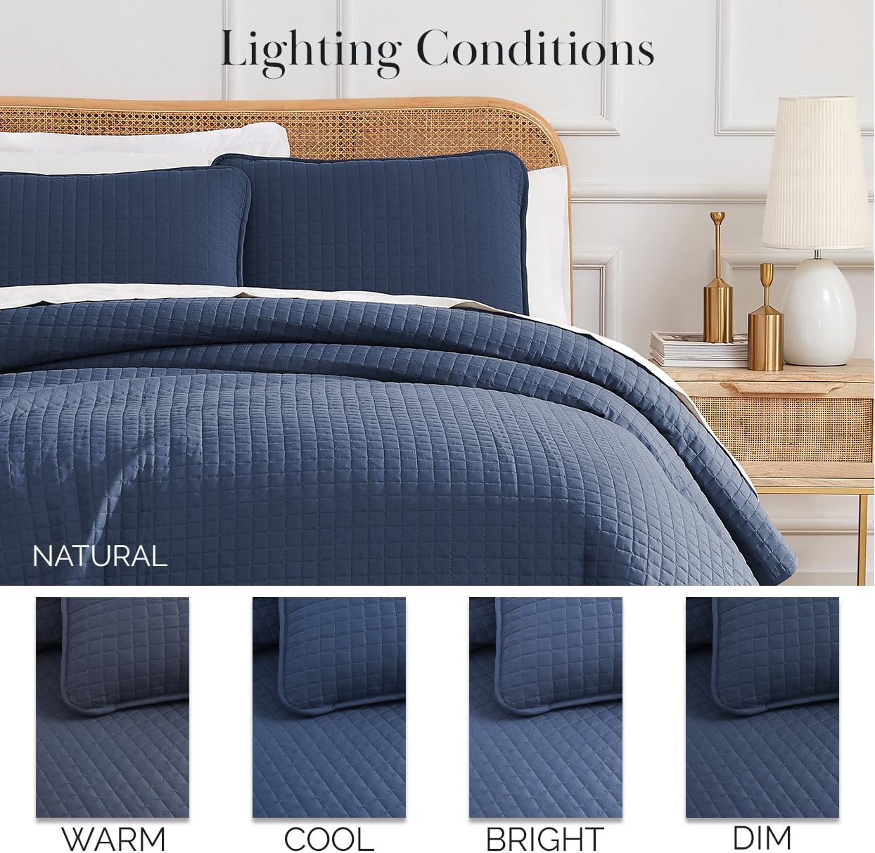 Southshore Fine Living, Inc. Twin Quilt Bedding Set, Soft Microfiber Summer Bedspread Coverlet, Stain and Pet Hair Resistant Bedding, Machine Washable Twin/XL Quilt Set with 1 Pillow Sham, Dark Blue - Open Box