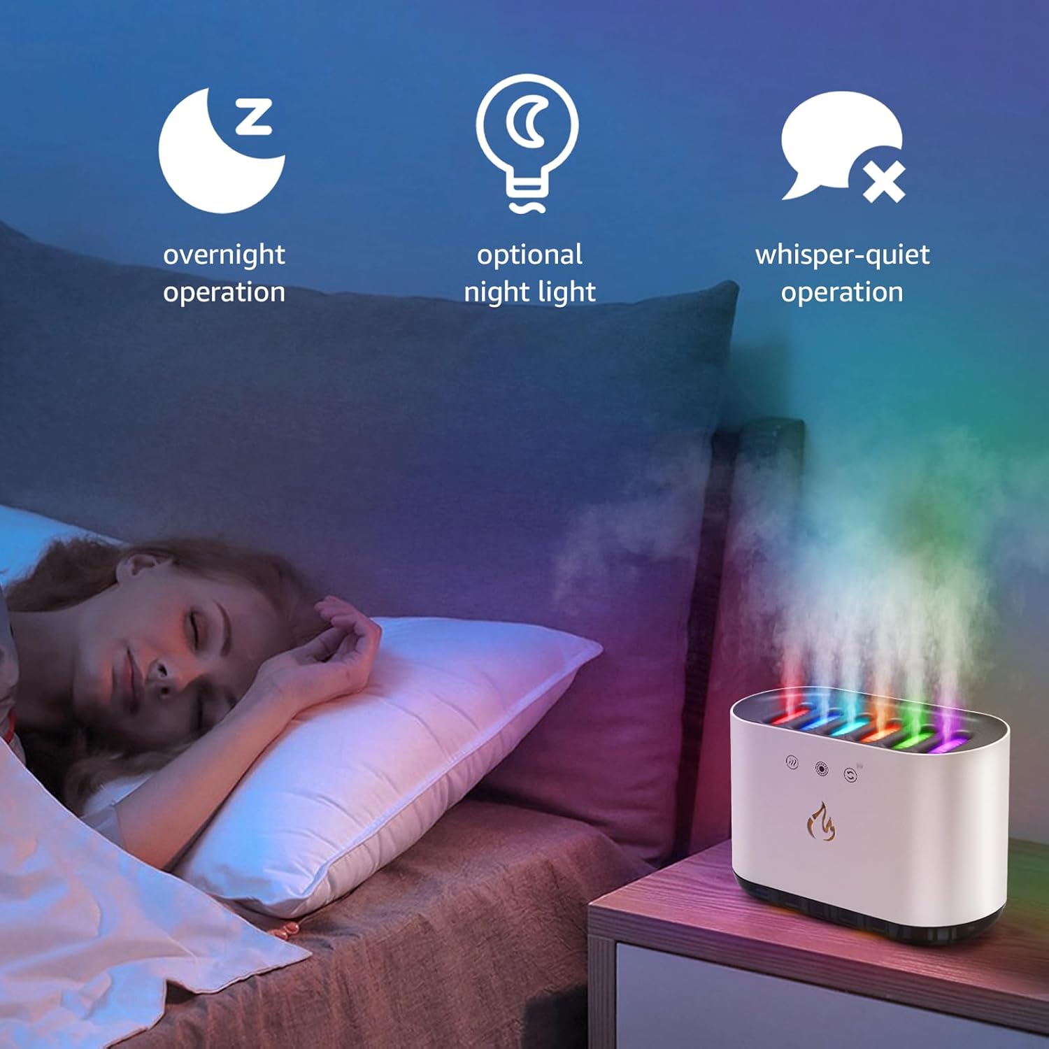 Cool Mist Humidifiers for Bedroom, Portable Rechargeable 7 Colors Night Light, Timer, Auto Shut-off and BPA-Free for Safety, White