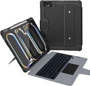 Nillkin iPad Pro 13 inch (M4) Case with Detachable Keyboard, Magic Trackpad, 7 Colors Backlit, Rugged Keyboard Case with Camera Cover for iPad Pro 13” 2024, Black - Open Box