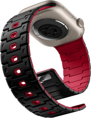 Magnetic Silicone Watch Band Compatible with Apple Watch Series 10 Band 46mm for Men 49mm/45mm/44mm/42mm(3/2/1), Rugged Soft Silicone Sport Watchband for iWatch SE2/SE/9/8/7/6/5/4, Black/Red - Open Box