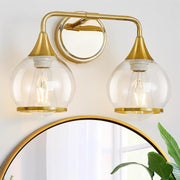 SILAMPDI Gold Bathroom Light Fixtures 2-Lights Vanity Lights with Clear Glass Shade Bathroom Vanity Light 14 Inch Wall Sconces for Mirror Bedroom Living Room Hallway (Exclude E26 Bulb) - Open Box