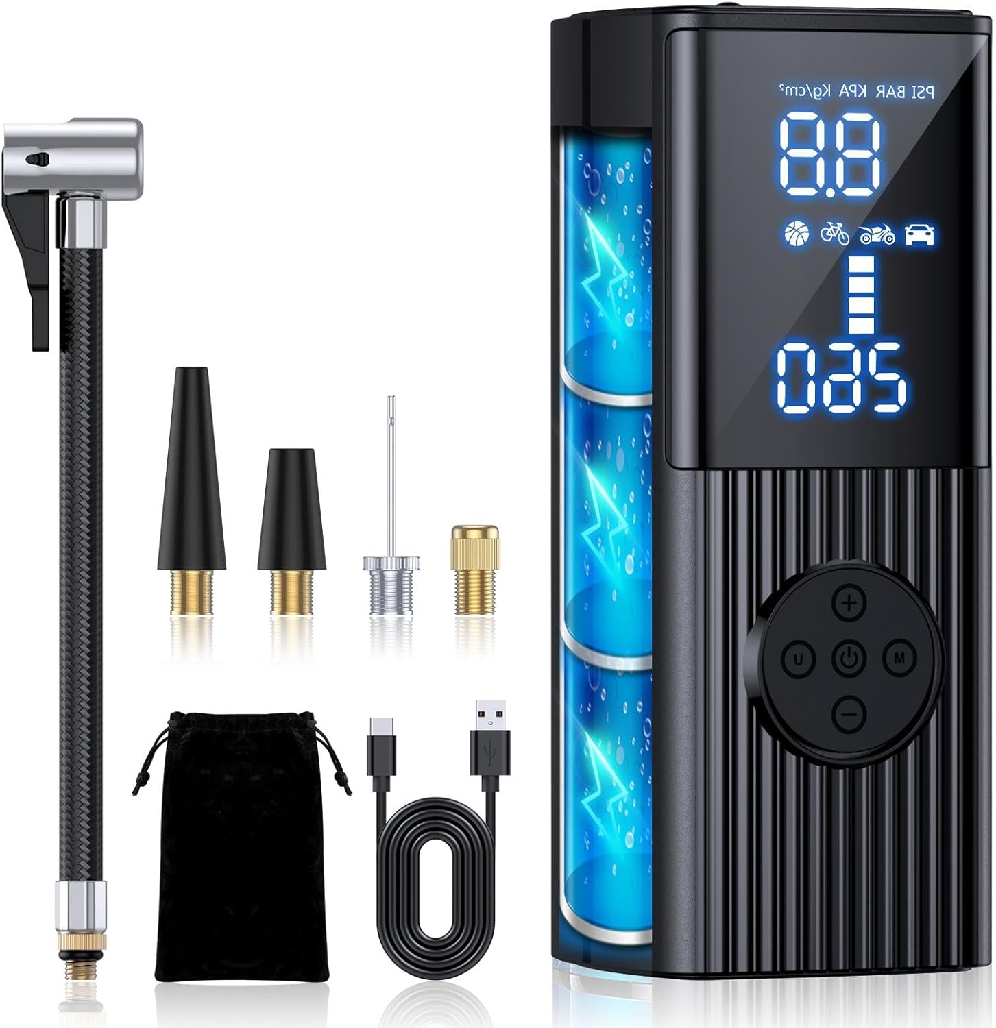 Tire Inflator Portable Air Compressor-180PSI & 20000mAh Portable Air Pump, Accurate Pressure LCD Display, 3X Fast Inflation for Cars, Bikes & Motorcycle Tires, Balls