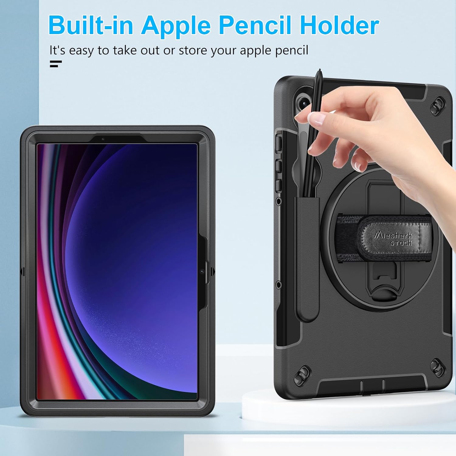 Case for Galaxy Tab S10 Lite &S10 FE S9 FE 10.9"/S9 11 Inch: TPU Cover for Samstng Tablet S10 FE/ 2025/ S9 FE & S9 2023 5G with Screen Protector- Stand- Handle-Shoulder Strap-S-Pen Holder-Black ***NO STRAP***