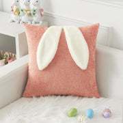 Kevin Textile Cute Bunny Rabbit Ears Pillow Covers 18 x 18 Inch Pack of 1 Soft Chenille Throw Pillowcase for Kids Girls Women Birthday Couch Soft Bedroom Decorations Pink