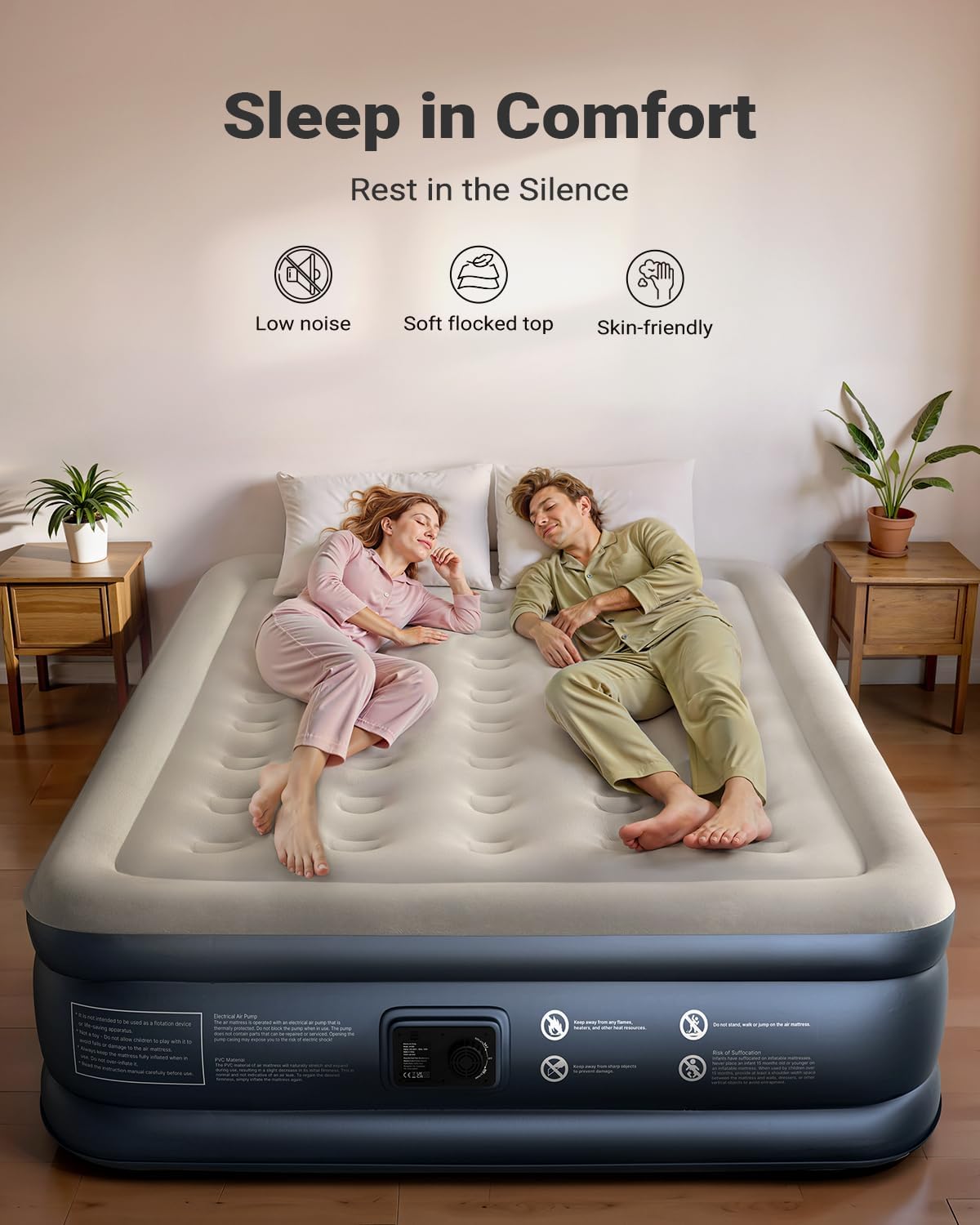 iDOO Queen Air Mattress with Built in Pump, 18 Raised Comfort Inflatable Blow up Mattress, Upgraded Four Chamber Portable Air Bed for Camping, Guests and Home, Colchon Inflable, 650 lbs Max - Open Box