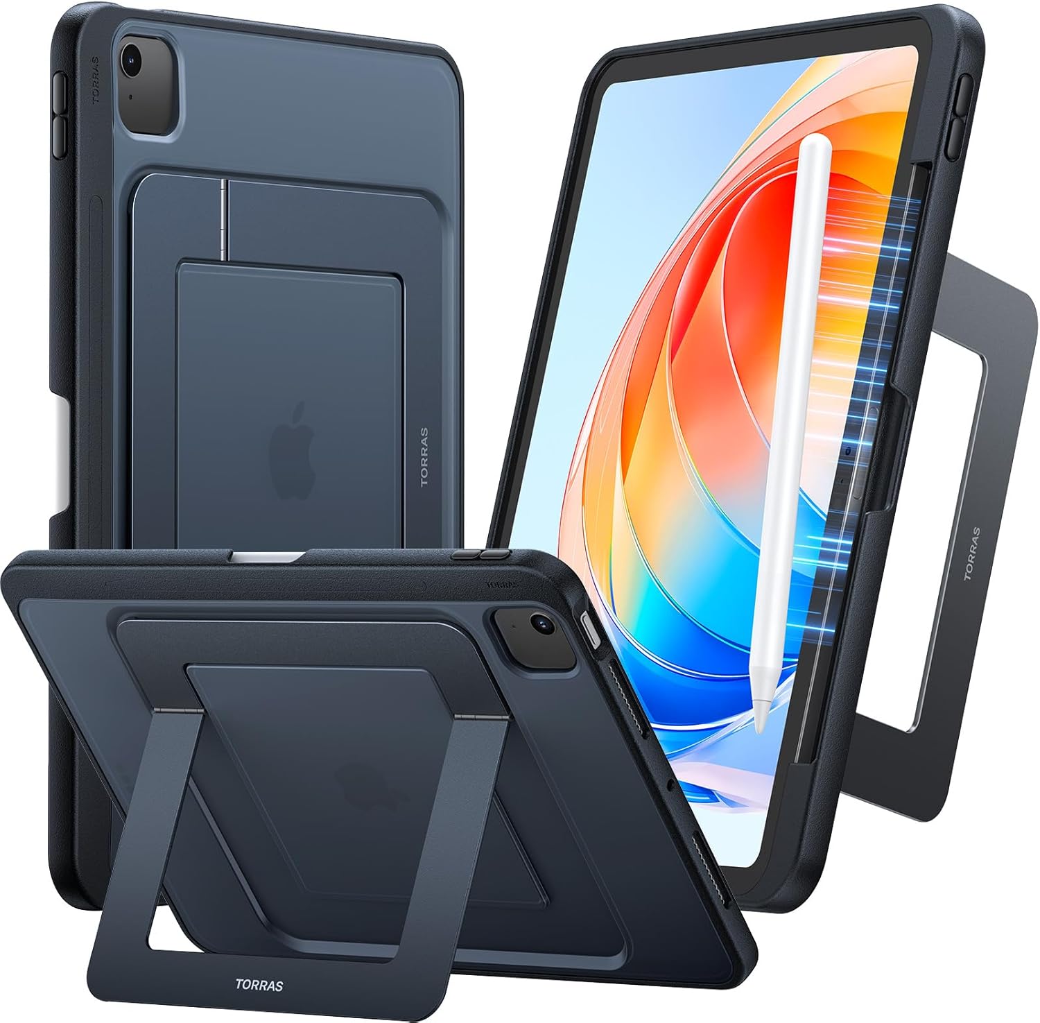 TORRAS for iPad Air 13 inch Case (M3 2025/ M2 2024) & iPad Pro 12.9 Case (2022/2021), Ultra Stable Stand, Multiple Adjustable Viewing Angles, Slim Protective Kickstand Cover with Pencil Holder, Black - Open Box