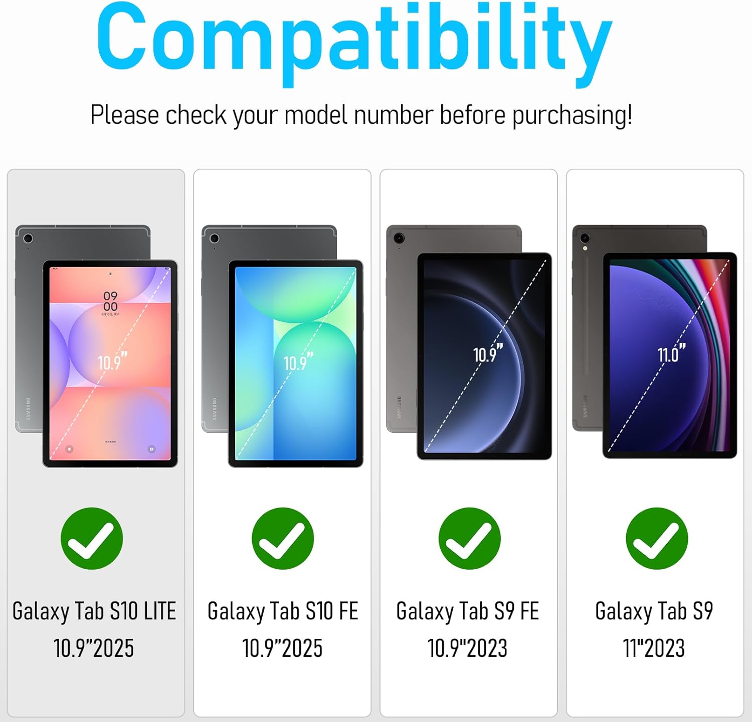 Case for Galaxy Tab S10 Lite &S10 FE S9 FE 10.9"/S9 11 Inch: TPU Cover for Samstng Tablet S10 FE/ 2025/ S9 FE & S9 2023 5G with Screen Protector- Stand- Handle-Shoulder Strap-S-Pen Holder-Black ***NO STRAP***