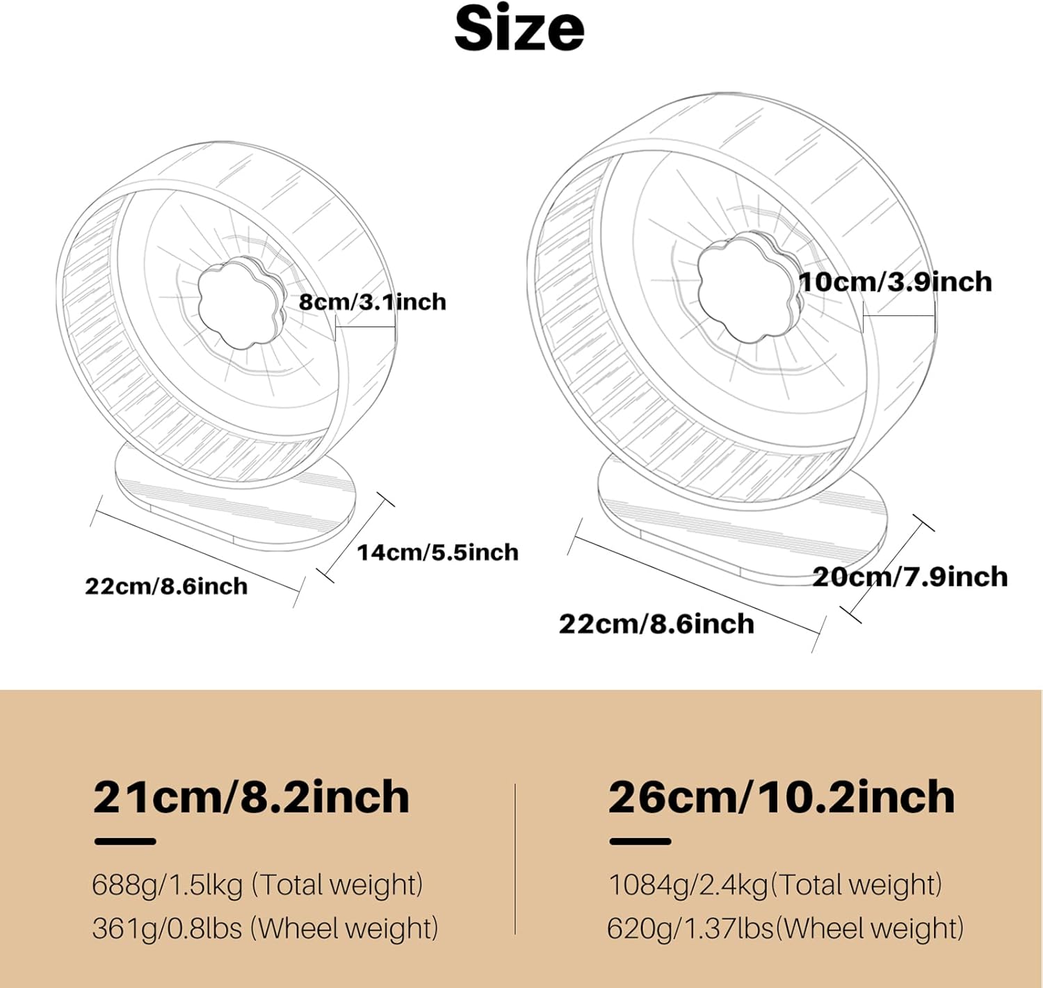 Bucatstate Hamster Exercise Wheel Super-Silent with Adjustable Base Dual-Bearing Cage Accessories Quiet Spinning Running Wheel for Dwarf Syrian Hamster Gerbils and Other Small Animals - Open Box