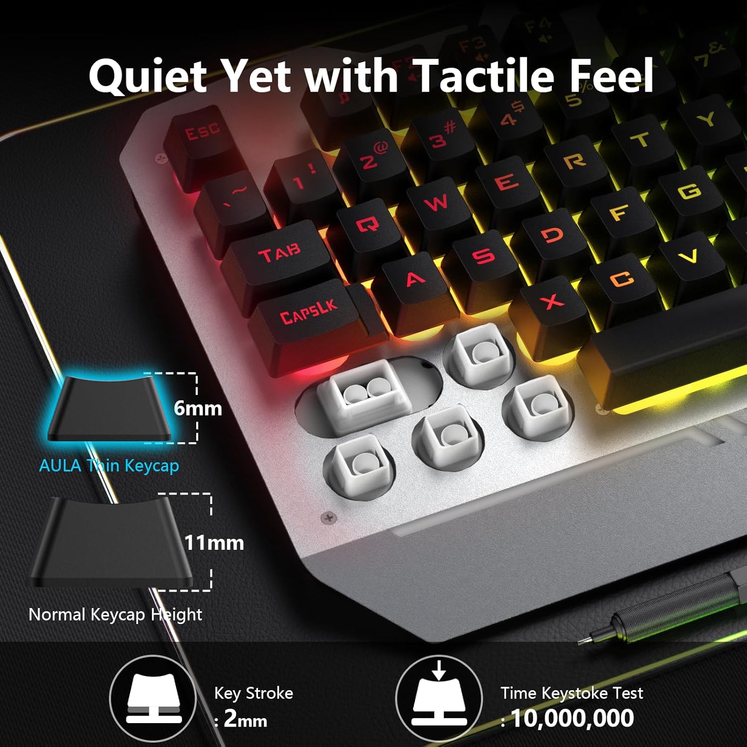 AULA Keyboard, T102 104 Keys Gaming Keyboard and Mouse Combo with RGB Backlit Number Pad, All-Metal Panel Waterproof Light Up PC Keyboard, USB Wired Computer Keyboards Gaming for MAC Xbox PC Gamer - Open Box