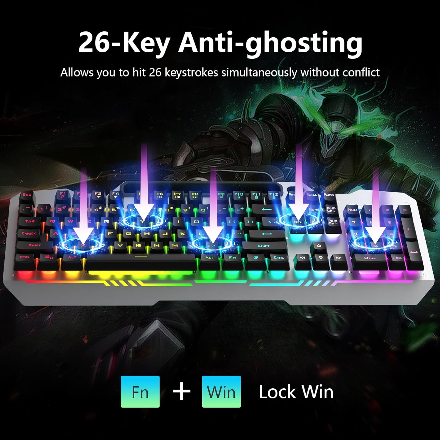 AULA Keyboard, T102 104 Keys Gaming Keyboard and Mouse Combo with RGB Backlit Number Pad, All-Metal Panel Waterproof Light Up PC Keyboard, USB Wired Computer Keyboards Gaming for MAC Xbox PC Gamer - Open Box