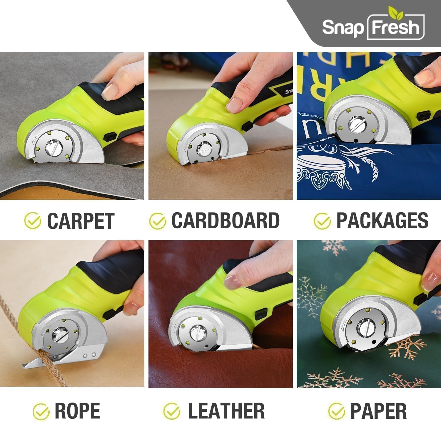 SnapFresh Cordless Electric Scissors, 4V Electric Mini Box Cutter (Green) - Open Box