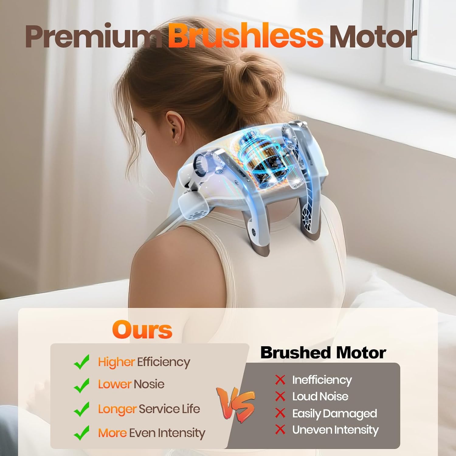 Neck and Shoulder Massager, Brushless Neck Massager with Heat, 10 Mins Auto-Off, 2 Modes & 3 Speeds, Ideal Gift for Friends Family Lover (Khaki)