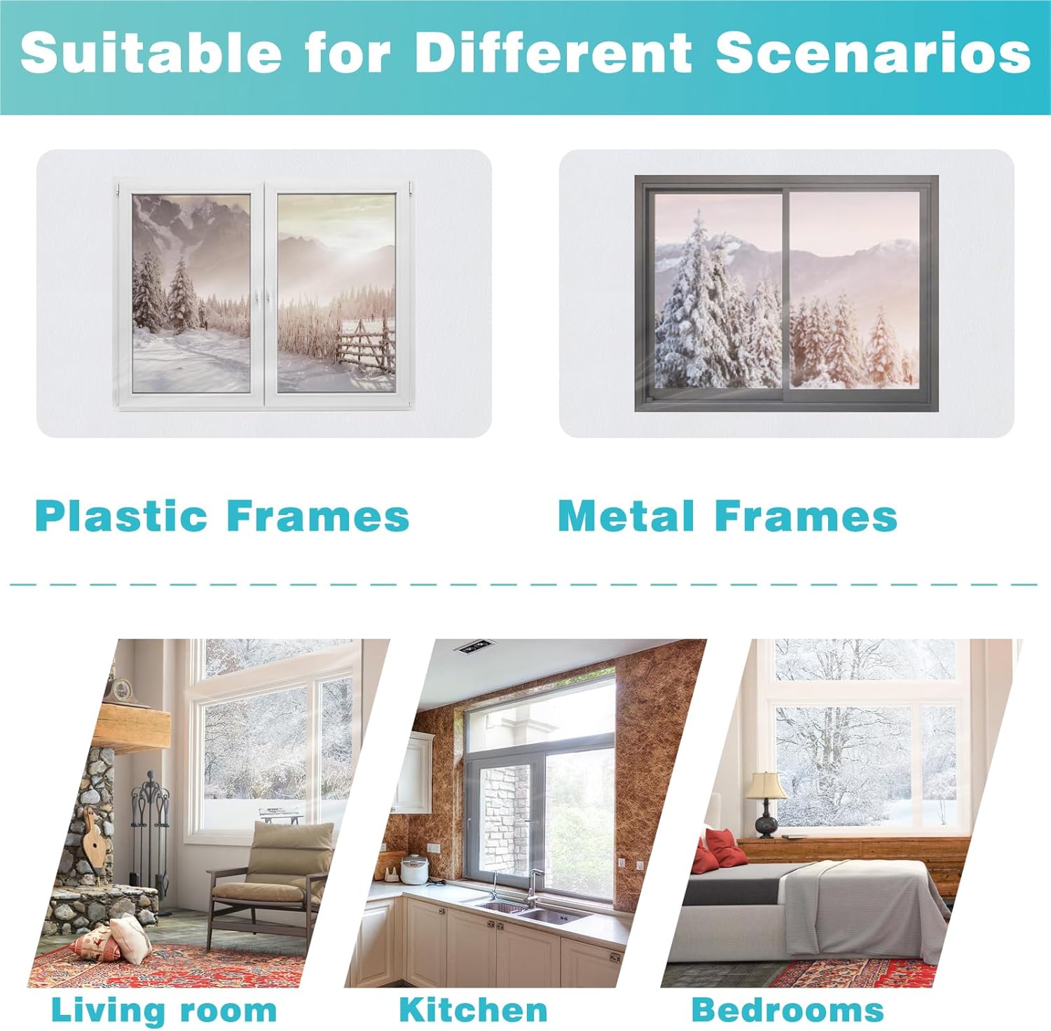 63'' x 197'' Window Insulation Kit, POF Window Sealer for Winter, with PET Double-Sided Tape, Insulates 5 Standard Indoor Windows Keep Warm for Weatherproofing Window Film for Winter-1PCS- Open Box