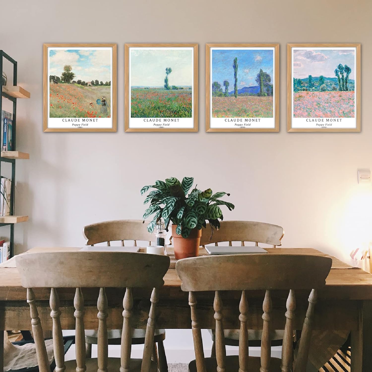 Berkin Arts Wall Art Unframed Prints Giclee Art Paper Set of 4, 8x10 inch Landscape Artwork, Office Decoration Elegant Spring Scenery Tree Minimalist Cloud Fashion Poppy Field Claude Monet Paintings - Open Box