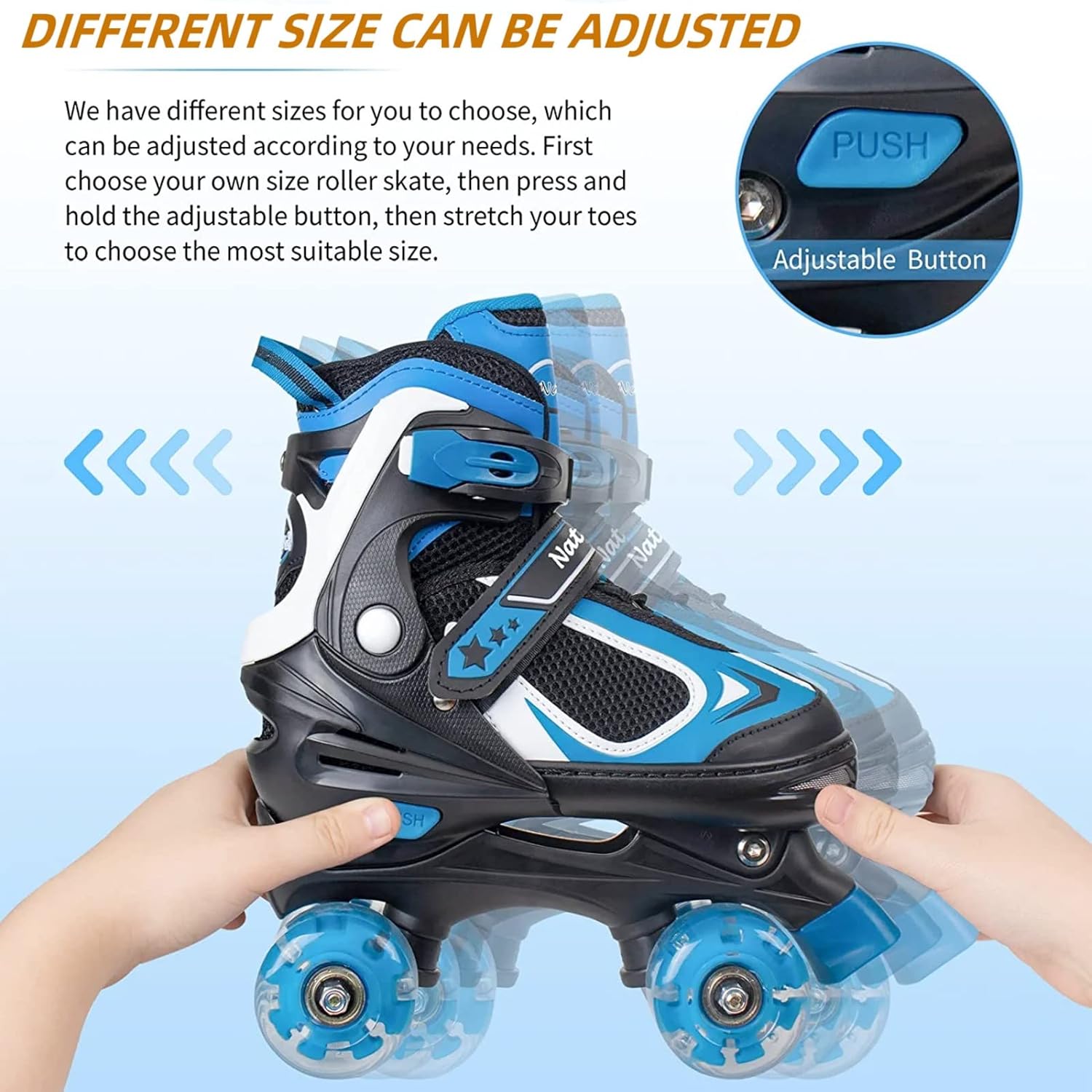 Nattork Kids Roller Skates for Boys Girls,4 Sizes Adjustable Roller Skates with Light up Wheels,Fun Rollerskates for Toddler Kids Beginners Indoor Outdoor  - Open Box