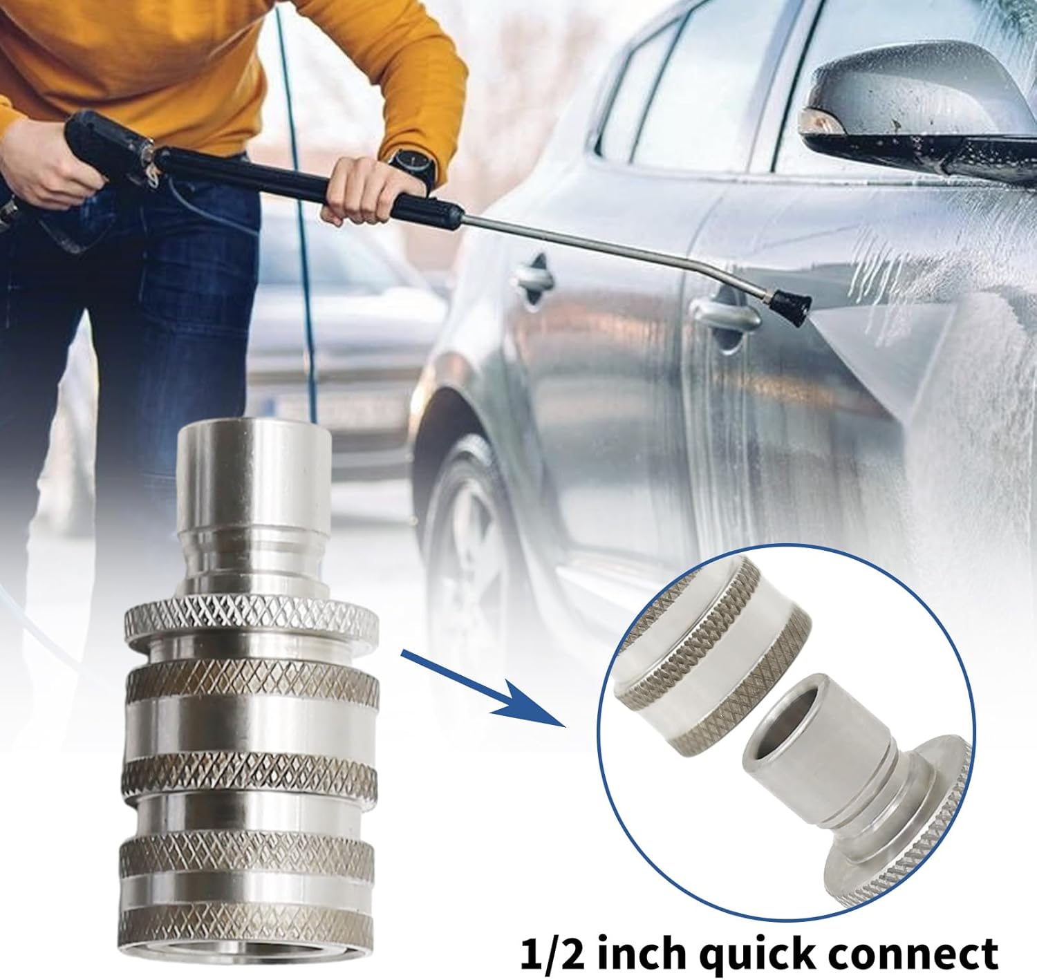 8Pcs Pressure Washer Adapter, Pressure Washer Quick Connect Kit, Stainless Steel M22 Swivel to 3/8 Inch Quick Connect, 3/4 Inch to Quick Release - Open Box