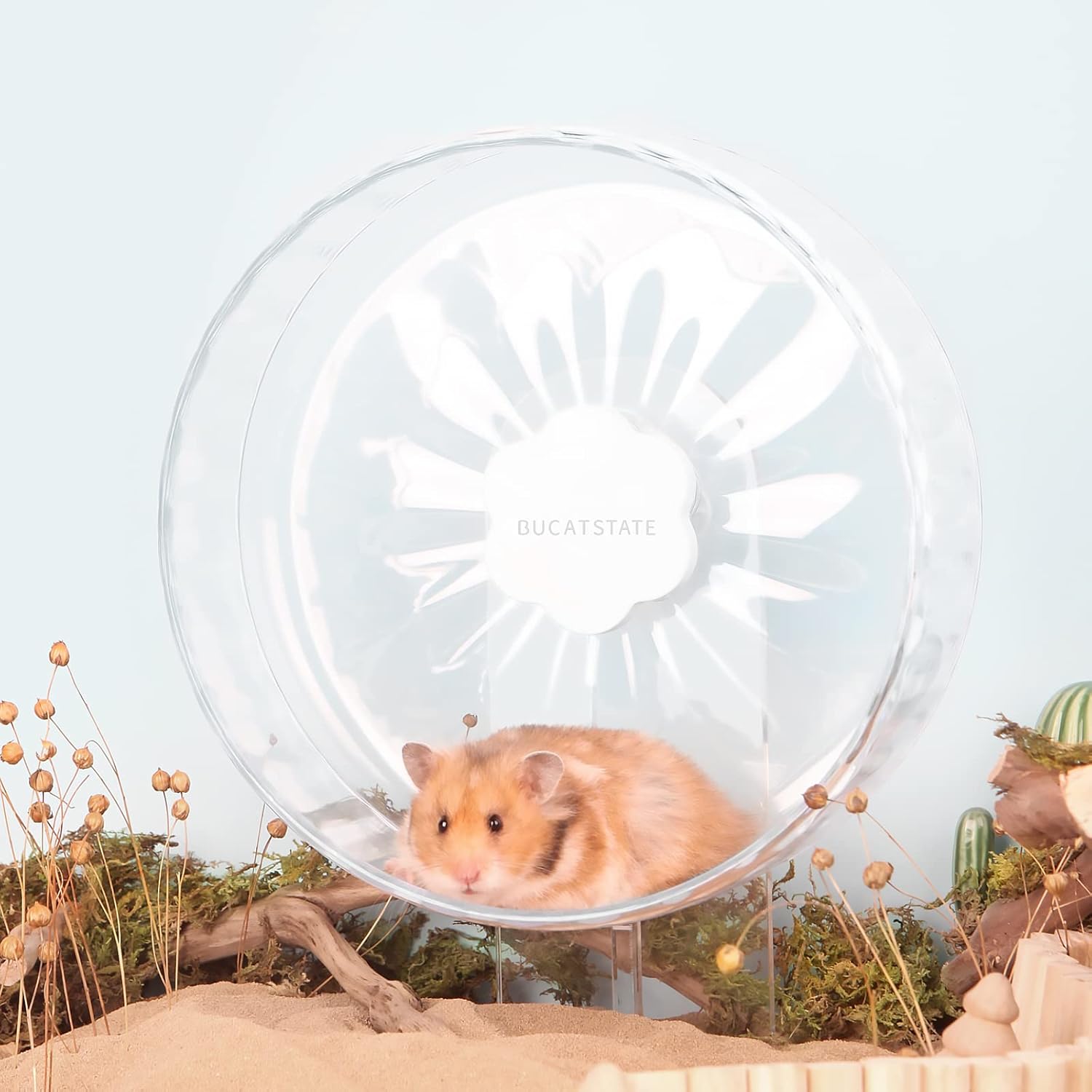 Bucatstate Hamster Exercise Wheel Super-Silent with Adjustable Base Dual-Bearing Cage Accessories Quiet Spinning Running Wheel for Dwarf Syrian Hamster Gerbils and Other Small Animals - Open Box