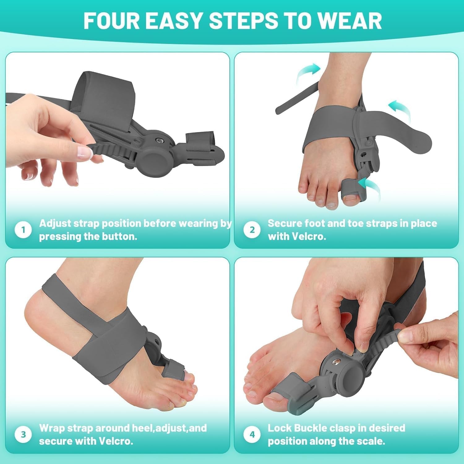 Bunion Corrector for Women and Men Big Toe,Upgraded Press-Button Bunions Correction,Toe Straightener with Bunion Relief,Suitable for Left and Right Feet,Large,Black 1Pack - Open Box
