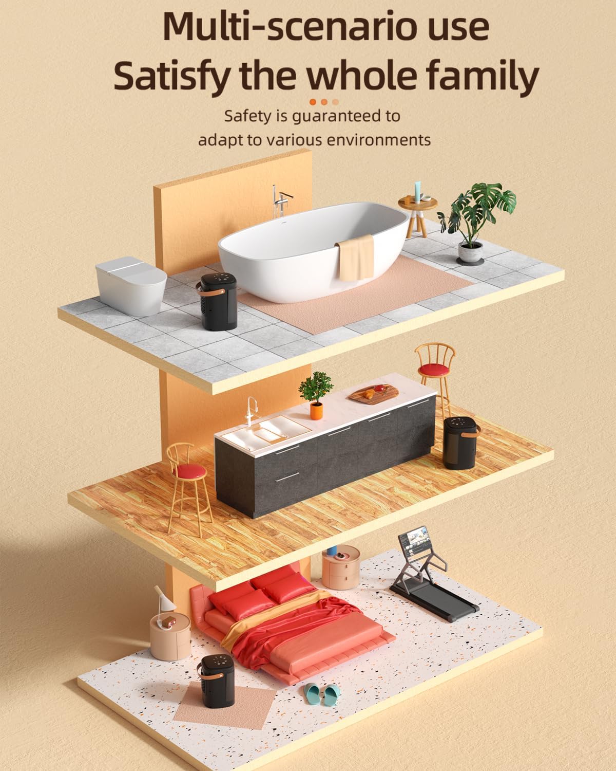 Space Heater Indoor 1500W Portable - Electric Heaters for Indoor Use with Thermostat 12H Timer, 70° Oscillation, Overheat Protection PTC Fast Heating for Office Bedroom Home XY-620S