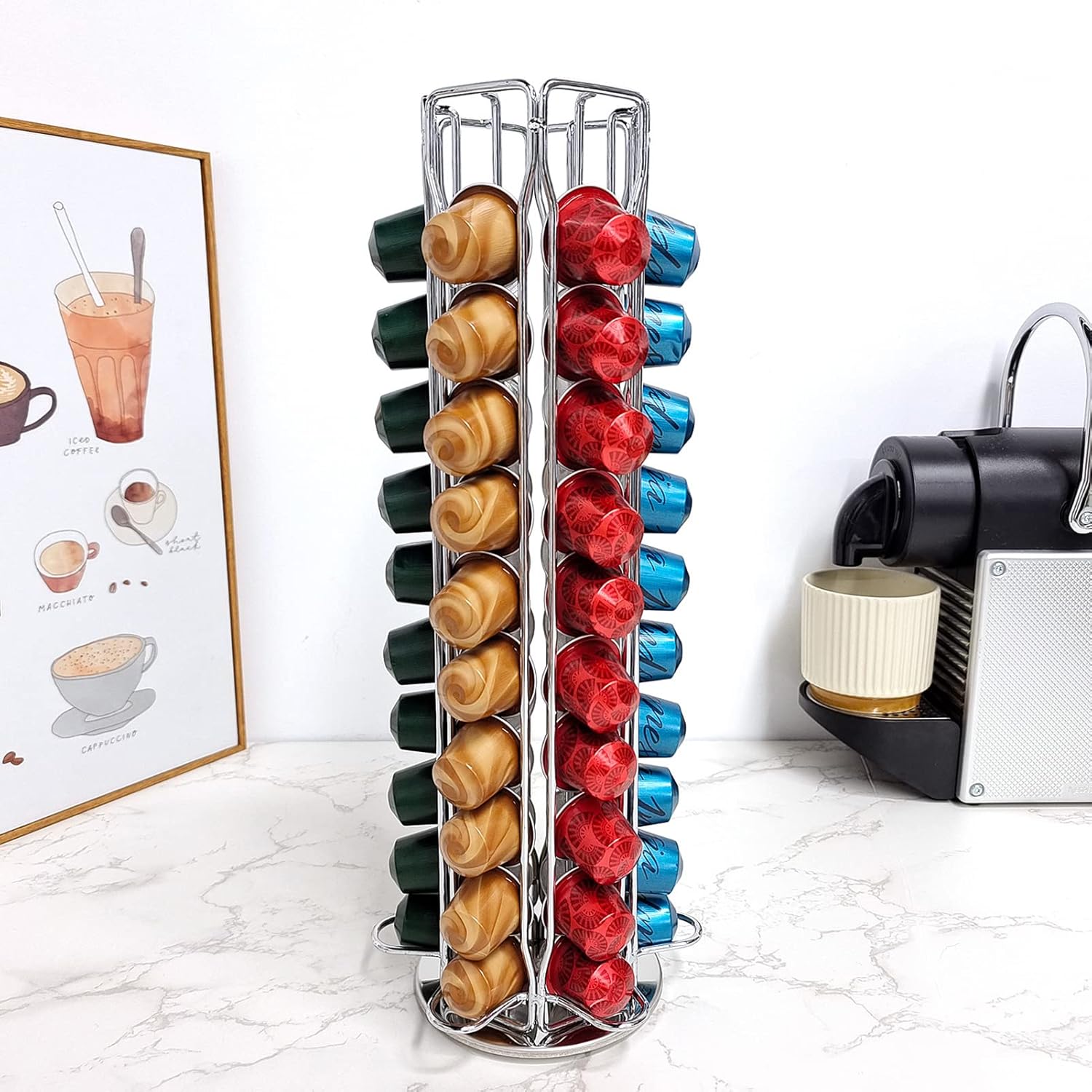 Capsule Coffee Pod Holder Tower Stand Rack Cup Rotating Storage Display Organizer - Open Box