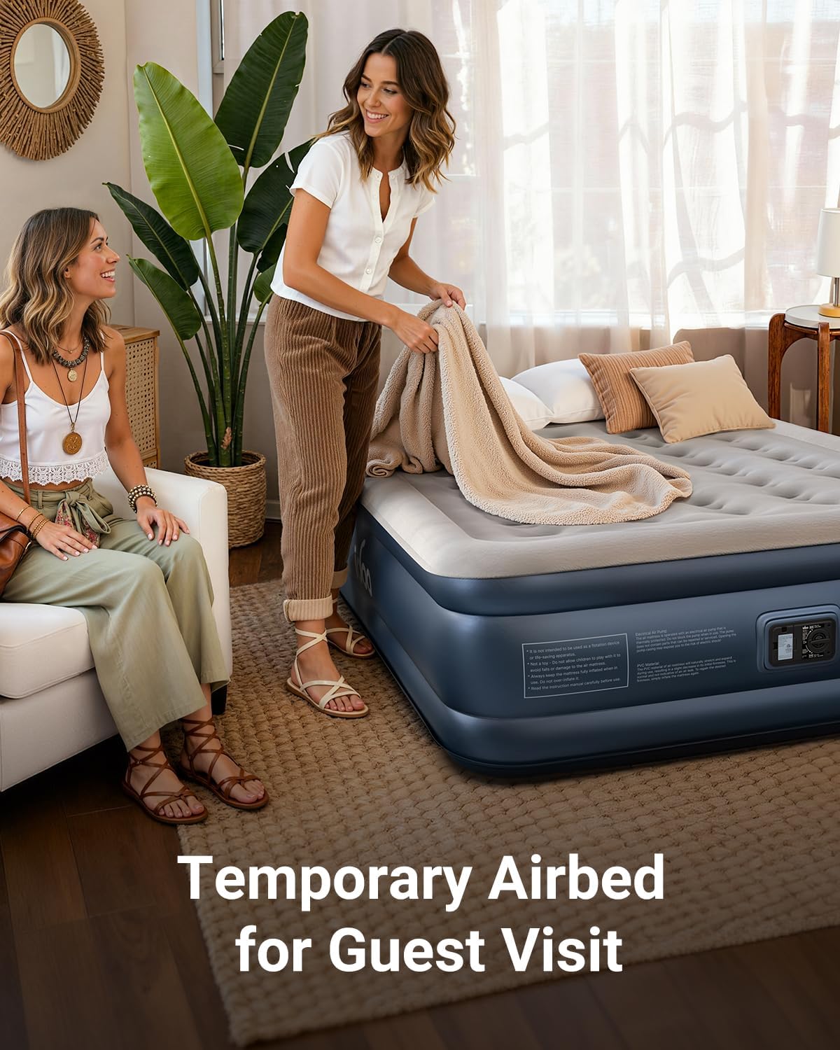 iDOO Queen Air Mattress with Built in Pump, 18 Raised Comfort Inflatable Blow up Mattress, Upgraded Four Chamber Portable Air Bed for Camping, Guests and Home, Colchon Inflable, 650 lbs Max - Open Box