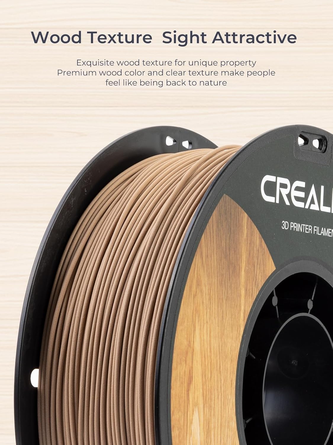 Creality Wood Filament PLA, 3D Printer Filament 1.75 mm, Smooth Silk Texture, Toughness, 1kg(2.2lbs)/Spool Printing Filament, for All Printers (Wood)