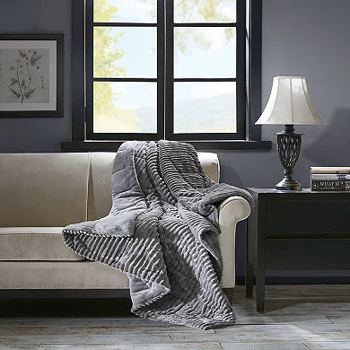 Madison Park Parker Oversized Corduroy Plush Down Alternative Throw
