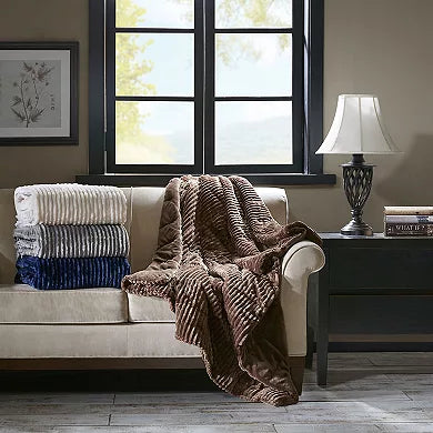 Madison Park Parker Oversized Corduroy Plush Down Alternative Throw