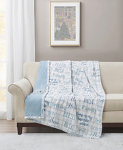 Closeout! Premier Comfort Novelty Printed Electric Plush Throw, 50" X 60", Created for Macy's - Blue Words