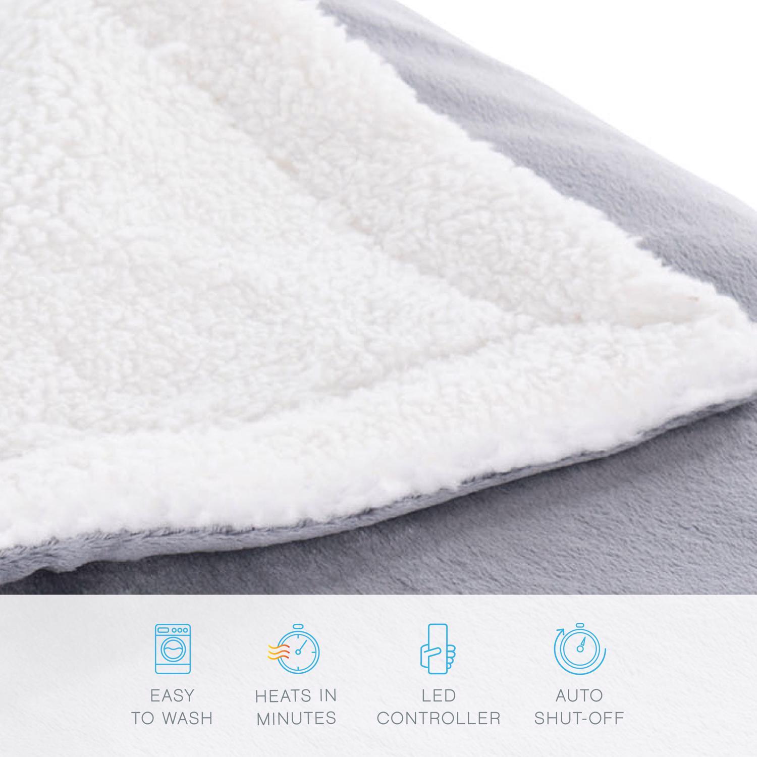 Pure Enrichment PureRelief Heated Blanket 4 settings Gray 50 in. W X 60 in. L