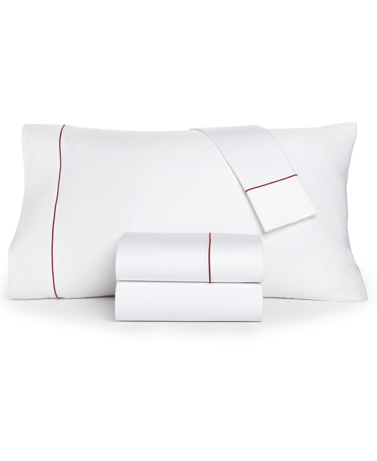Charter Club Damask Solid 550 Thread Count 100% Cotton 4-Pc. Sheet Set, King, Created for Macy's - Red Currant Hem