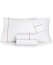 Charter Club Damask Solid 550 Thread Count 100% Cotton 4-Pc. Sheet Set, King, Created for Macy's - Red Currant Hem