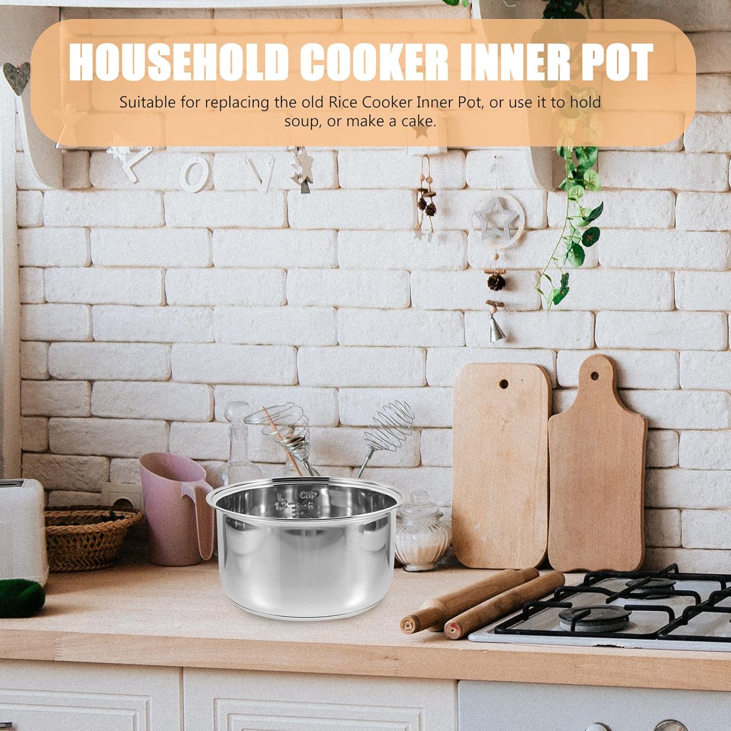 Ciieeo 3L Rice Cooker Inner Pot Replacement Stainless Steel Interior Cooking Pot Liner Non Stick Electric Cooker Pot Liner Insert Container for Kitchen Pressure Cooker Rice Maker
