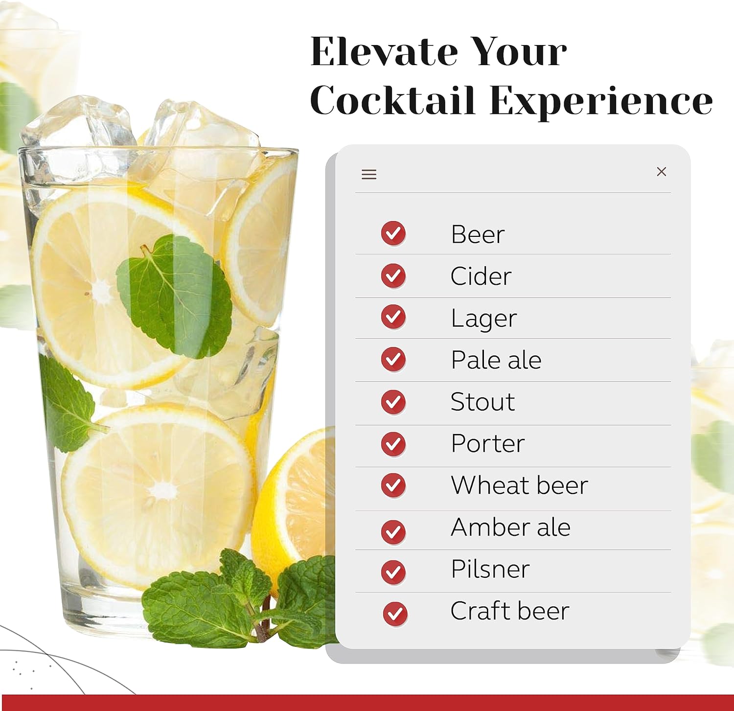 Pint Glasses Set of 6 - 16 oz Drinking Glasses Made for Cold Beverages - 16 oz Mixing Glass & Highball Set of 6 for Homes, Pubs & More - Freezer & Dishwasher-Friendly Cocktail Glasses  - Open Box