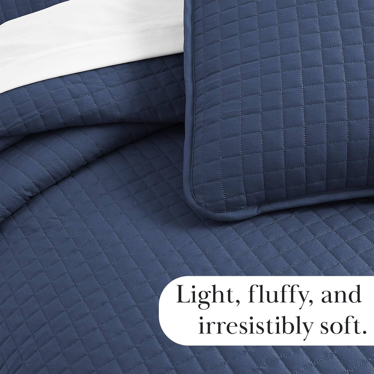 Southshore Fine Living, Inc. Twin Quilt Bedding Set, Soft Microfiber Summer Bedspread Coverlet, Stain and Pet Hair Resistant Bedding, Machine Washable Twin/XL Quilt Set with 1 Pillow Sham, Dark Blue - Open Box