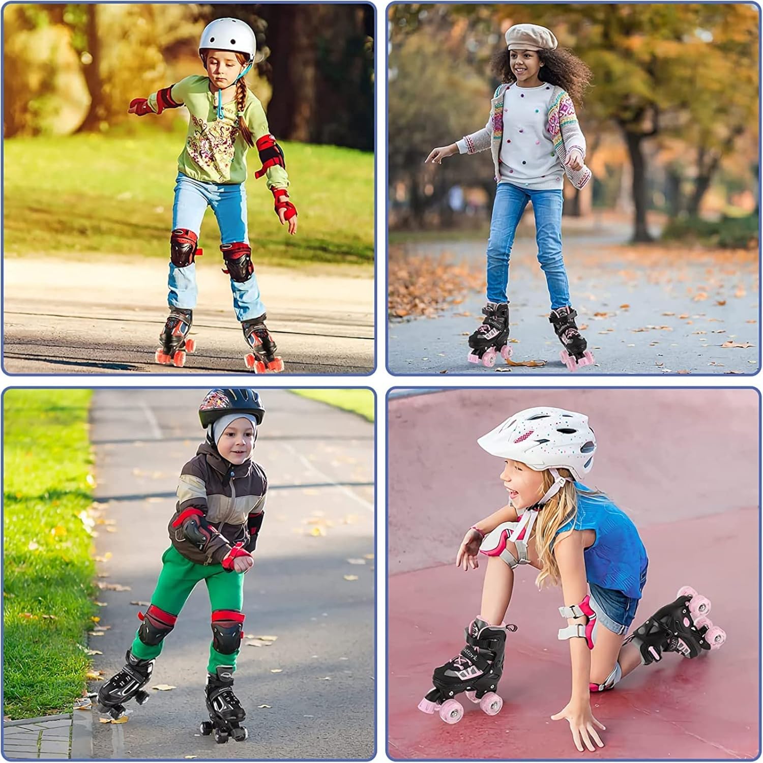 Nattork Kids Roller Skates for Boys Girls,4 Sizes Adjustable Roller Skates with Light up Wheels,Fun Rollerskates for Toddler Kids Beginners Indoor Outdoor  - Open Box