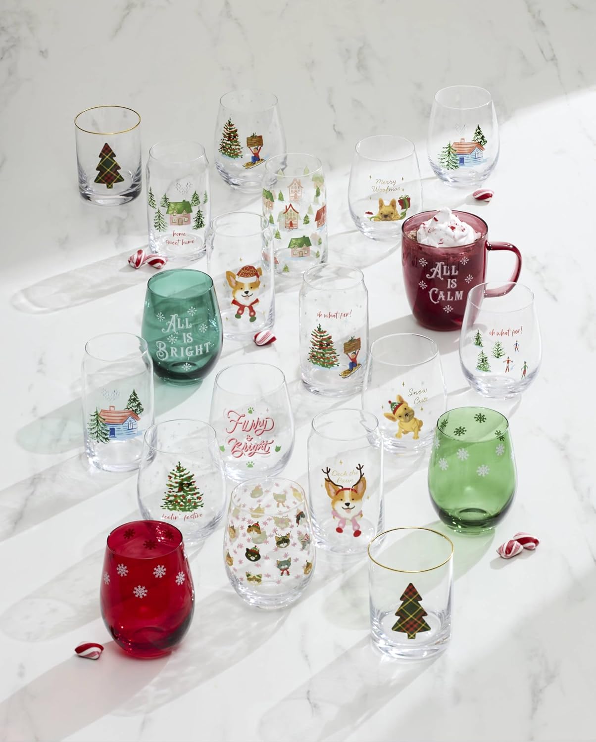 Cambridge 16 Oz Oh What Fun Cocktail Glasses, Set of 4, 4 Count, Multi