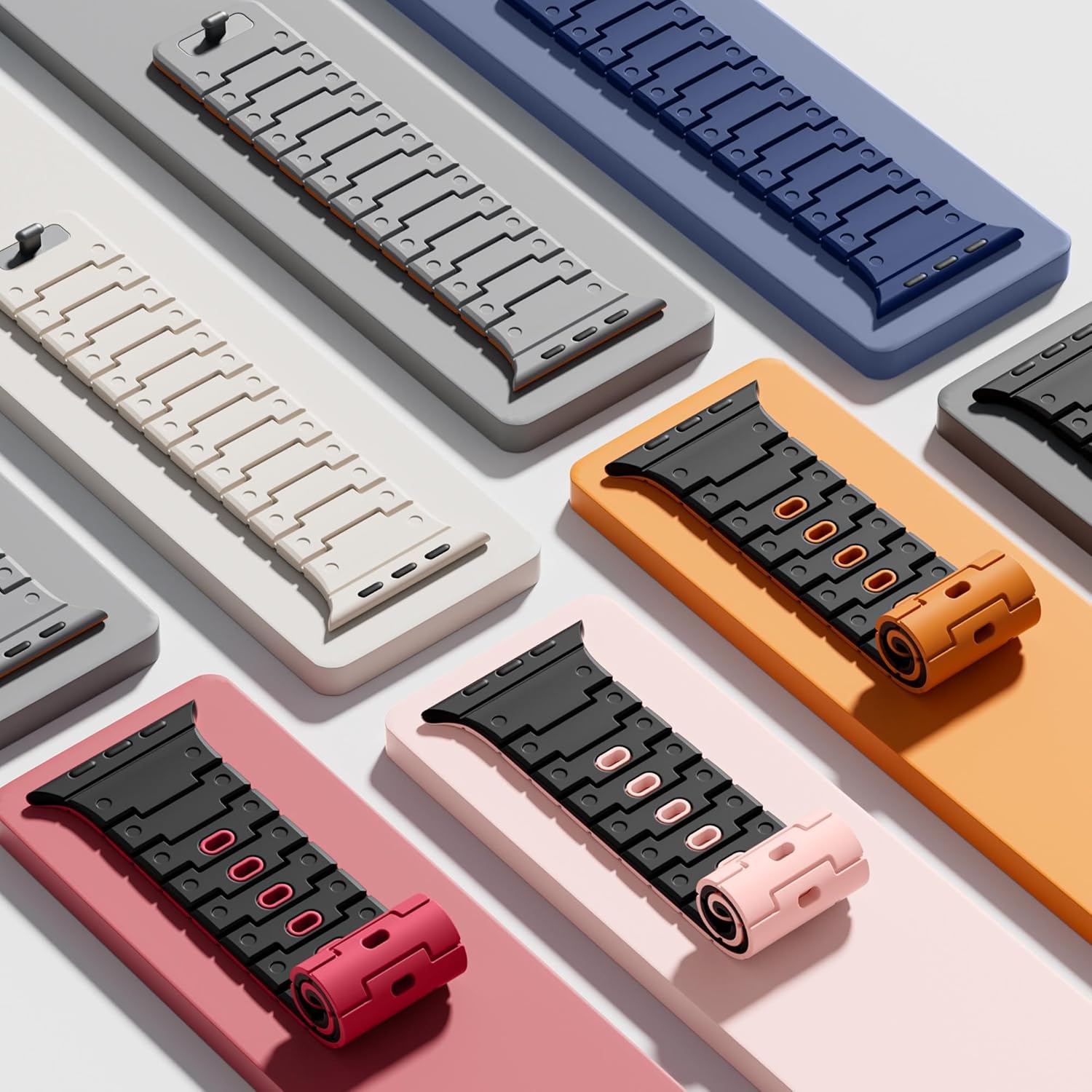 Magnetic Silicone Watch Band Compatible with Apple Watch Series 10 Band 46mm for Men 49mm/45mm/44mm/42mm(3/2/1), Rugged Soft Silicone Sport Watchband for iWatch SE2/SE/9/8/7/6/5/4, Black/Red - Open Box