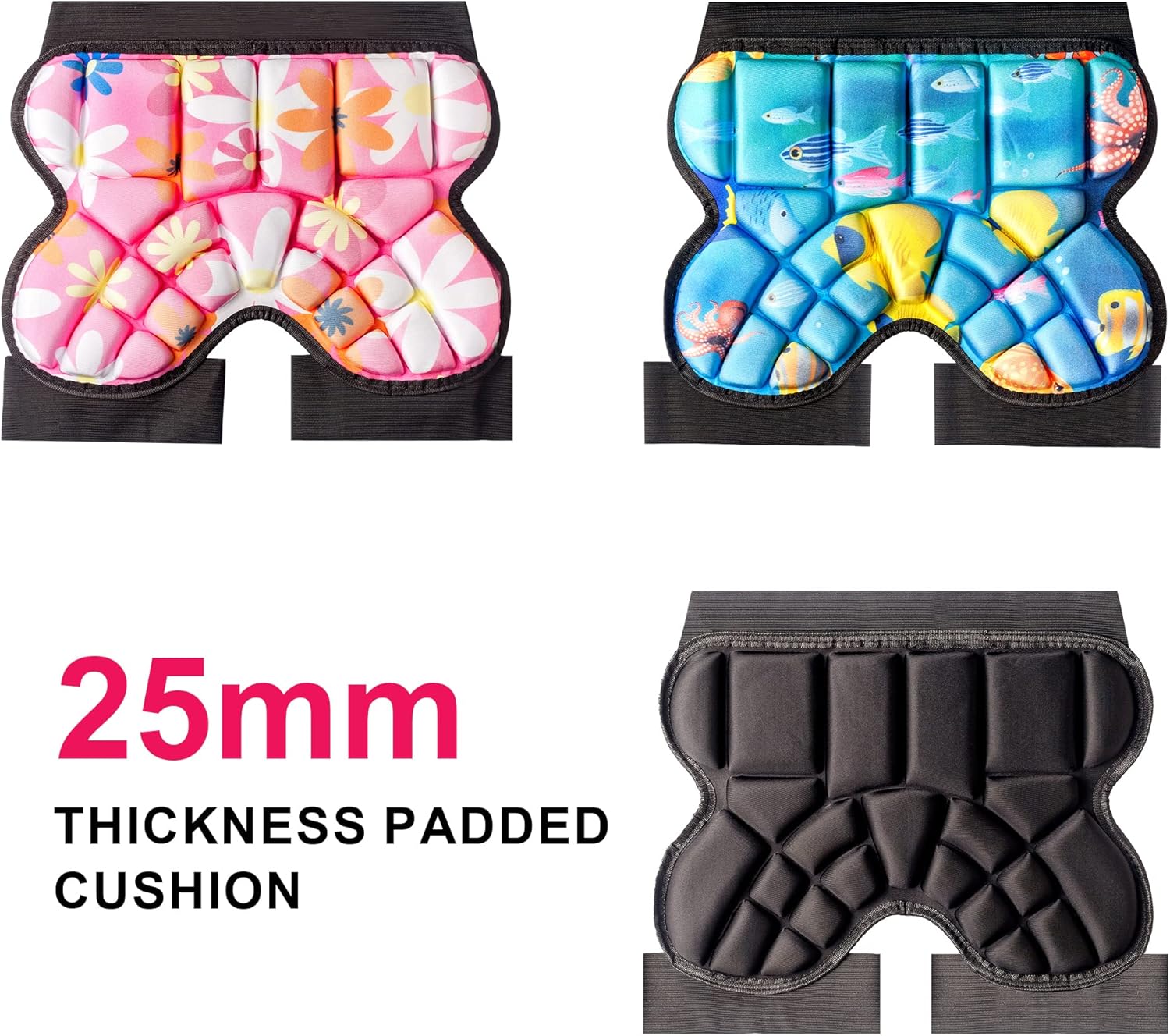 Butt Pads for Skating, 25 mm Thick Bum Protector for Kids (3-7 Years Old) Lightweight, Anti Slip Snowboard Padded Pants, Hip Pads for Ice Skating Ski Skiing Skateboarding Cycling - Open Box