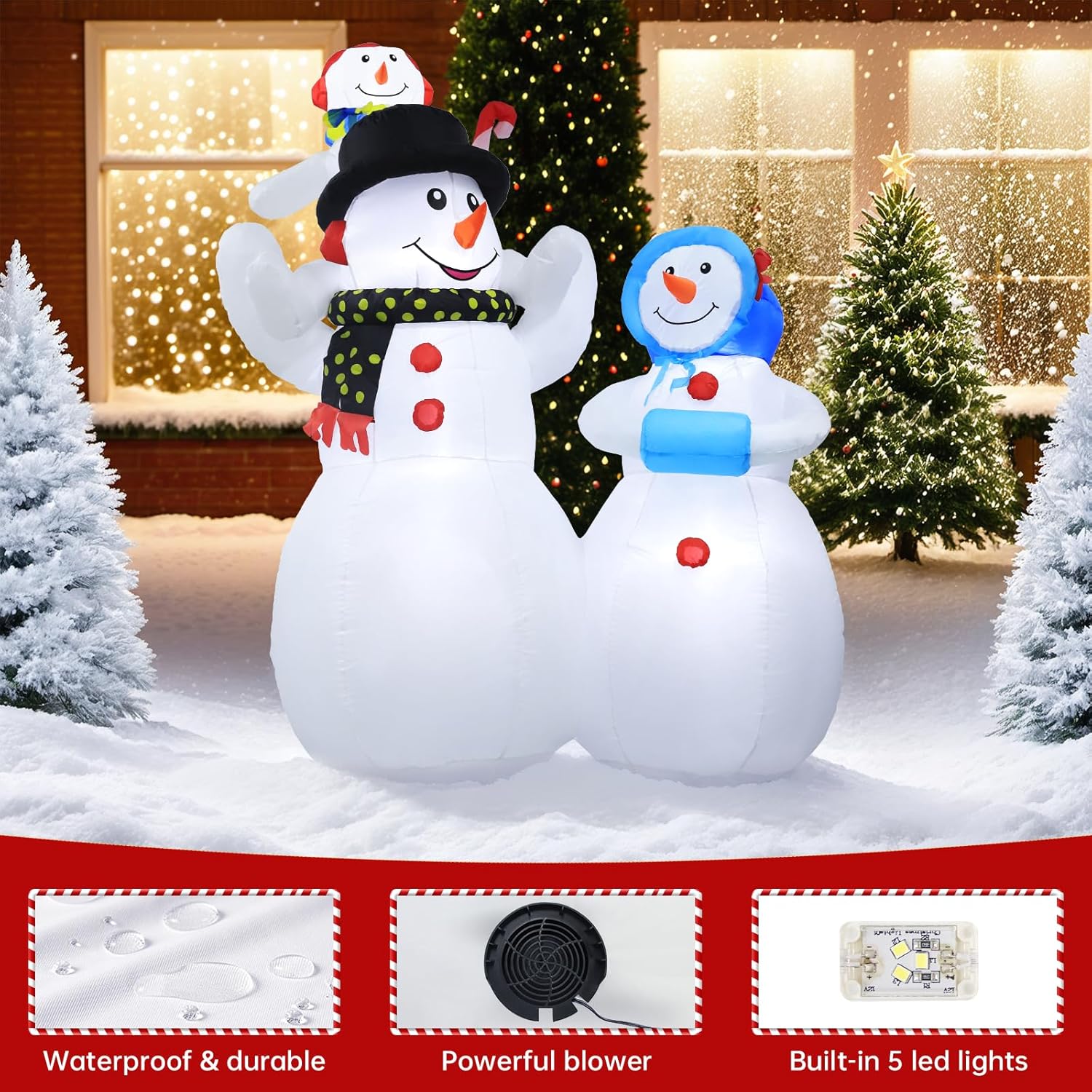 Lifeegrn Christmas Inflatable Snowman Outdoor Decoration: 5.9Ft Christmas Blow ups with Built-in LEDs for Xmas Party/Decor/Yard/Outdoor Garden Lawn - Open Box