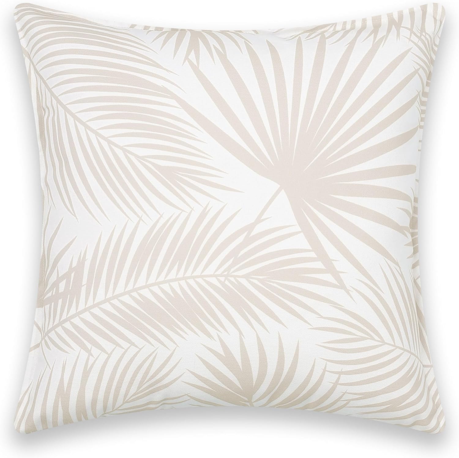 Hofdeco Premium Fall Coastal Patio Indoor Outdoor Pillow Cover Only, 20"x20" Water Repellent for Backyard, Couch, Neutral Tan Palm Leaf